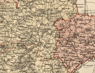 Leicester & Rutland County England: Detailed 1889 Map showing Towns