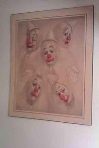 Leighton Jones Five Circus Clowns Litho Print on Board