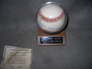 Signed National League Baseball Hank Aaron w COA No Reserve