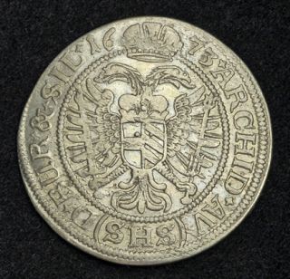 1673, Emperor Leopold I the Hogmouth. Silver 6 Kreuzer Coin. Breslau