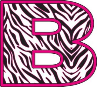 Hot Pink Zebra Alphabet Letters Removable Wall Sticker Vinyl Decal
