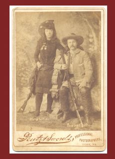 May Lillie Pawnee Bill w Rifles Cabinet Card Photo