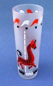 Vintage 1950s GIRAFFE Animal Libbey Frosted CAROUSEL Glass Beverage