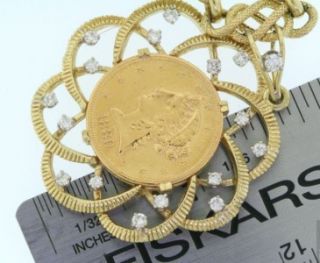 Heavy 22K 18K Gold $5 Liberty Coin Pendant Necklace