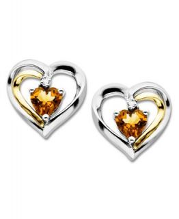 14k Gold and Sterling Silver Earrings, Citrine (7/8 ct. t.w.) and