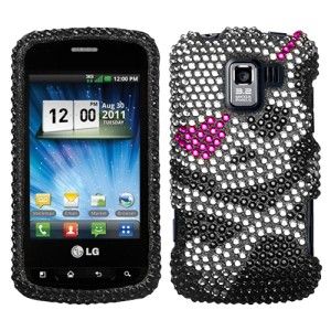 Skull Crystal Diamond Bling Hard Case Phone Cover for LG Enlighten
