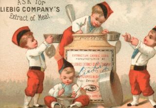 1873 LIEBIG   S #0042 Children with Pots jars Soldiers Meat Victorian