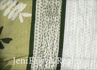 Linen House Robinia Green White Embroidery Pintuck Double Quilt Cover