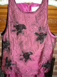 Lillie Rubin Purple Beaded Gown 2 Piece 10 8 Sleeveless
