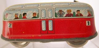 West German Tin Windup lithographed Bus 1950