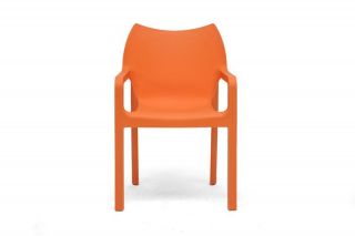 Orange Plastic Stackable Modern Dining Chairs Contemporary Indoor