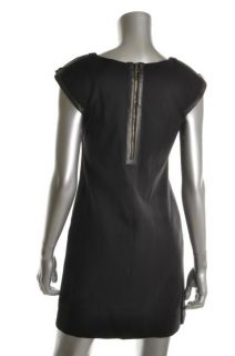 New Jewel Neck Cap Sleeve Back Zip Little Black Dress 4 BHFO