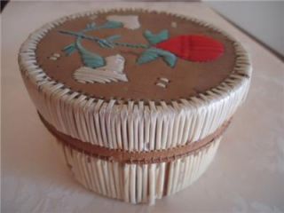 Old First Nations Porcupine Quill Birch Bark Box Indian Aboriginal