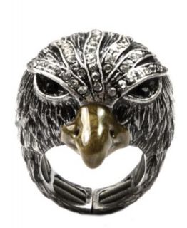 RACHEL Rachel Roy Ring, Silver Tone Glass Eagle Head Stretch Ring