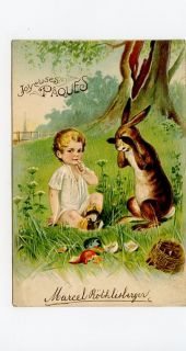 Rabbit Postcard Eggs Child Marcel Rothlisberger Tramelan QW7157