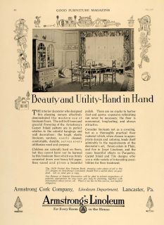 1919 Ad Armstrong Linoleum Floor Child Playroom Nursery   ORIGINAL