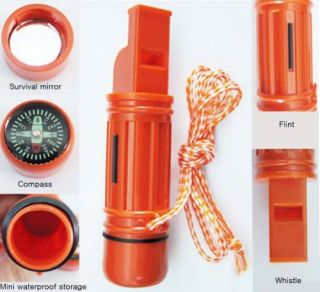 survival whistle signal whistle liquid filled compass matchbox flint