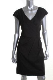New Wrap Cap Sleeves Knee Length Little Black Dress 10 BHFO