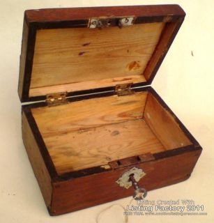 antique wooden box with lock