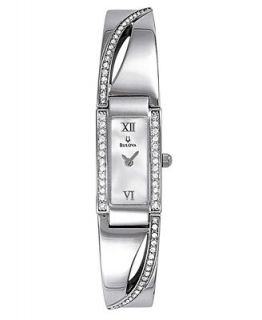 Bulova Watch, Womens Stainless Steel Crystal Accent Bangle Bracelet