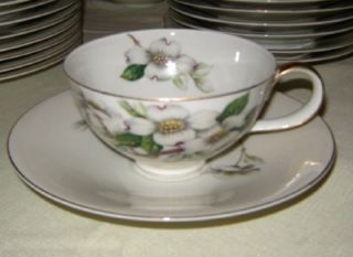 Meito Norleans Livonia 2 Cups Saucers White Dogwoods