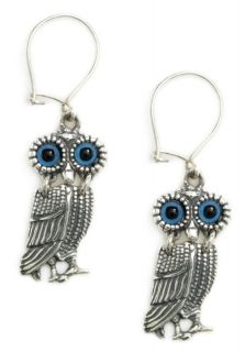 Goddess Athenas Wise Little Owl Greek Silver Earrings