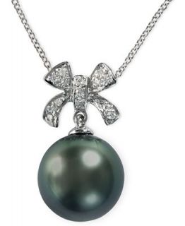 EFFY Collection 14k White Gold Necklace, Cultured Tahitian Pearl and