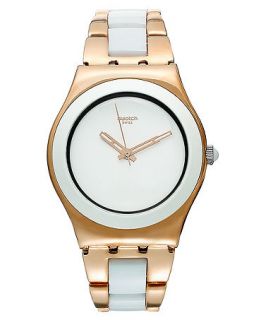 Swatch Watch, Womens Swiss Rose Pearl Pink Gold PVD Stainless Steel