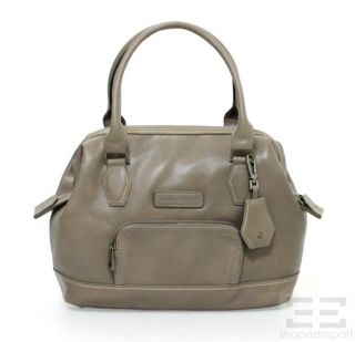 Longchamp Taupe Leather Zipper Pouch Doctor Bag