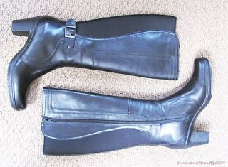 New Clarks England Loyal Black Leather Knee High Riding Boots Size 6M