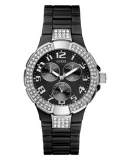 GUESS Watch, Womens Black Ion Plated Mixed Metal Bracelet 36mm