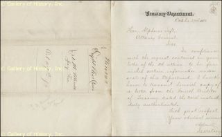 Lot M Morrill Manuscript Letter Signed 10 27 1876