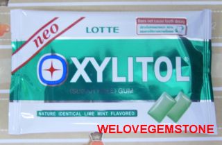 Lotte Xylitol Sugar Free Chewing Gum Lime Mint Dental Health 1 Pack