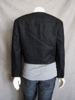 Great Basic Louis Feraud Vintage Black Short Cropped Linen Jacket