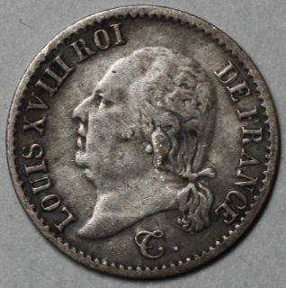 1824 A Louis XVIII France Silver Quart 1 4 Franc Only 83K Made Paris