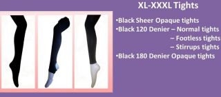 120 Den Opaque Black Tights XL XXXL Stirrups Footless