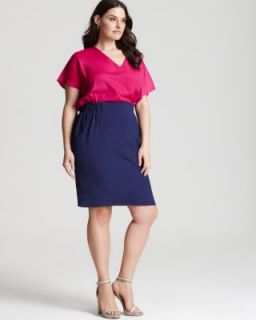 Love ady New Navy Colorblock Short Sleeves Wear to Work Dress Plus 3X