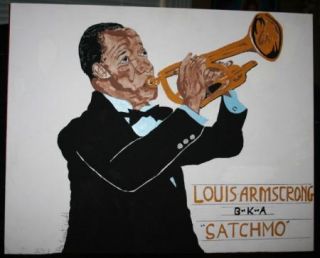 Vincent Wright Folk Art Painting Louis Armstrongoutsider Artist from