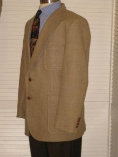 Vtg Nino Cerruti Oatmeal Beige Tweed Mens Business Suit 44L 38x32 B9