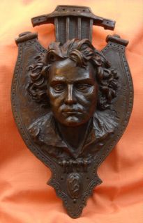 Ludwig Van Beethoven Bronze Sculpture Bust Wall Plaque Decor Rozel