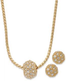 Charter Club Jewelry Set, Gold tone Pave Glass Circle Pendant and