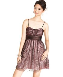 Morgan Juniors Dress, Sleeveless Sash Glittered A Line