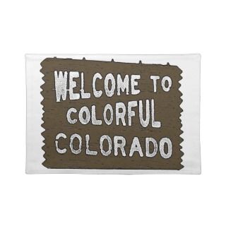 Colorful Colorado welcome sign dinner placemats