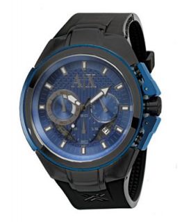 Armani Exchange Watch, Mens Chronograph Black Rubber Strap 52mm