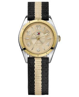 Tommy Hilfiger Watch, Womens Tan and Brown Grosgrain Strap 30mm