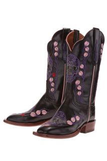 Lucchese C2900 Buffalo Leather Cowboy Boots Womens Black
