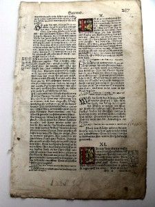 1549 Luther Bible Leaf 3 Woodcut Initials and 2 Cherubs Original