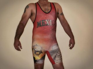 Brute Mexico Theme Wrestling Singlet Muscle Large Lycra