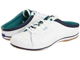 Keds Junction Ladies Smooth White Navy Colored Leather Mule