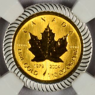 2004 Canada 1/10 Oz Gold & Silver Bi Metallic $5 Maple Leaf NGC MS69